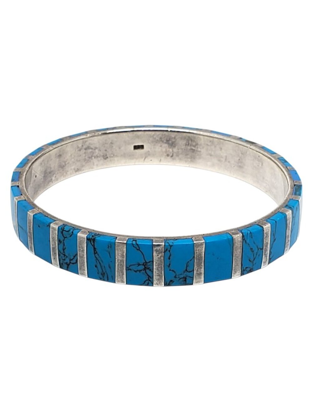 Sterling Silver Turquoise Channel Inlay Bangle Bracelet #24667
